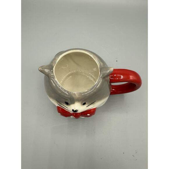 Wondershop Target Cat Mug Gray White Red Bow Tie Oversized Coffee Cup 5” - Picture 6 of 7